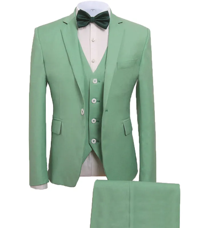 Casual Men's 3 Pieces Mens Suit Notch Lapel Flat Tuxedos (Blazer+vest+Pants) sold by Mens Event Wear