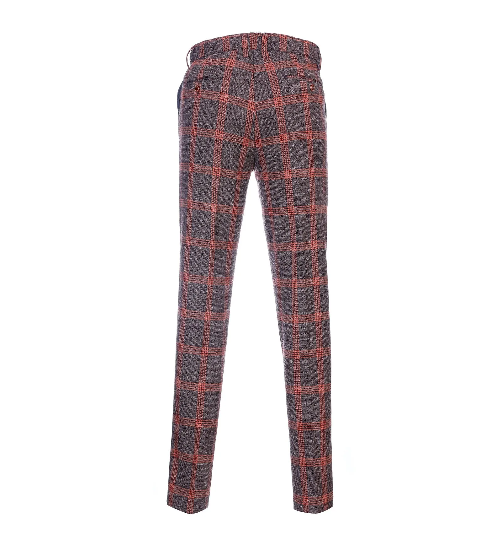 Men's Casual Suit Pants Burgundy Plaid Pleat-Front Trousers sold by Mens Event Wear product image thumbnail 2