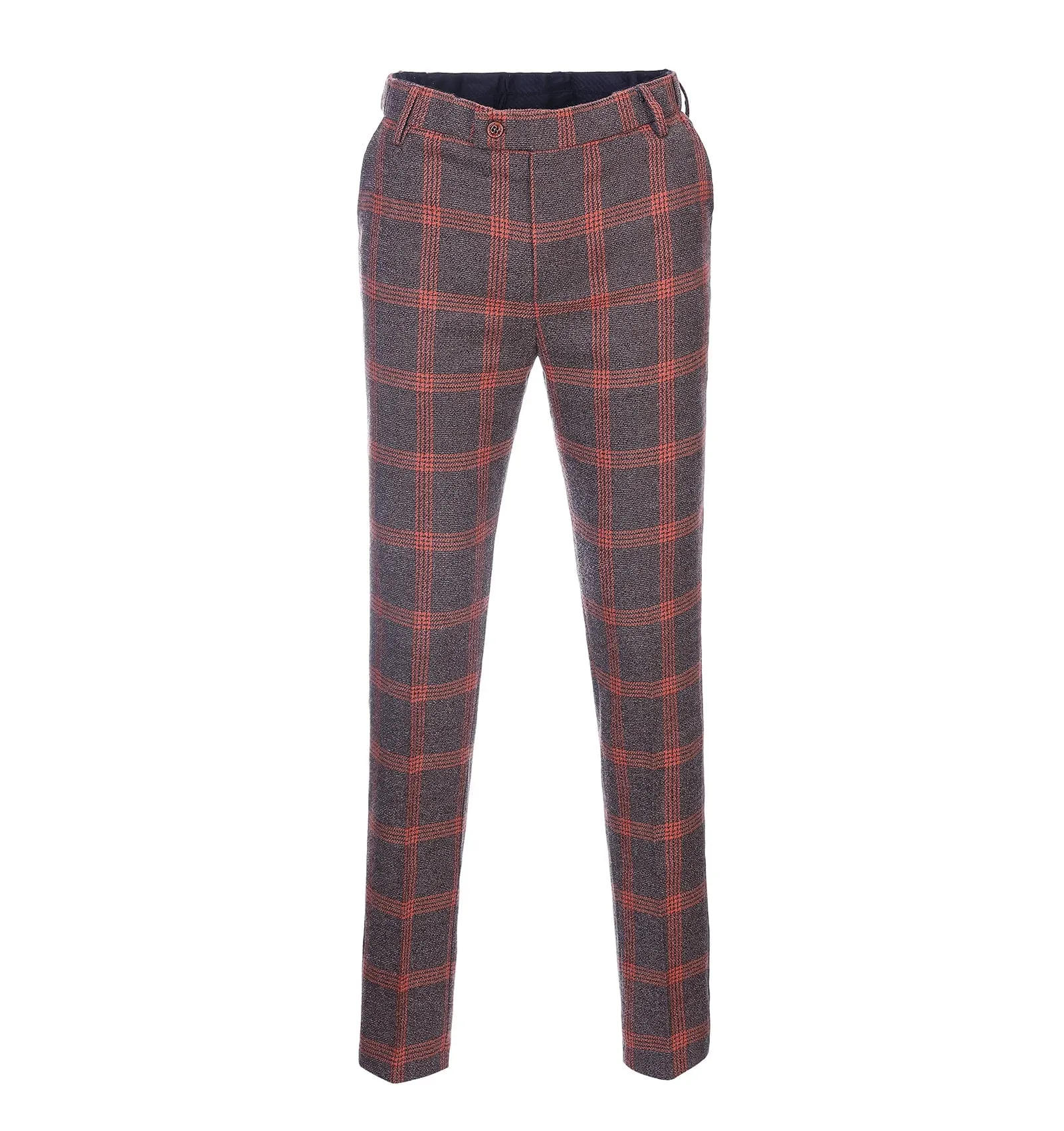 Men's Casual Suit Pants Burgundy Plaid Pleat-Front Trousers sold by Mens Event Wear