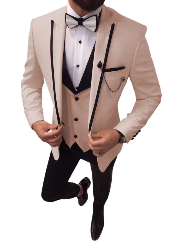 Formal Men's 3 Pieces Mens Suit Peak Lapel Tuxedos For Wedding (Blazer+vest+Pants) sold by Mens Event Wear
