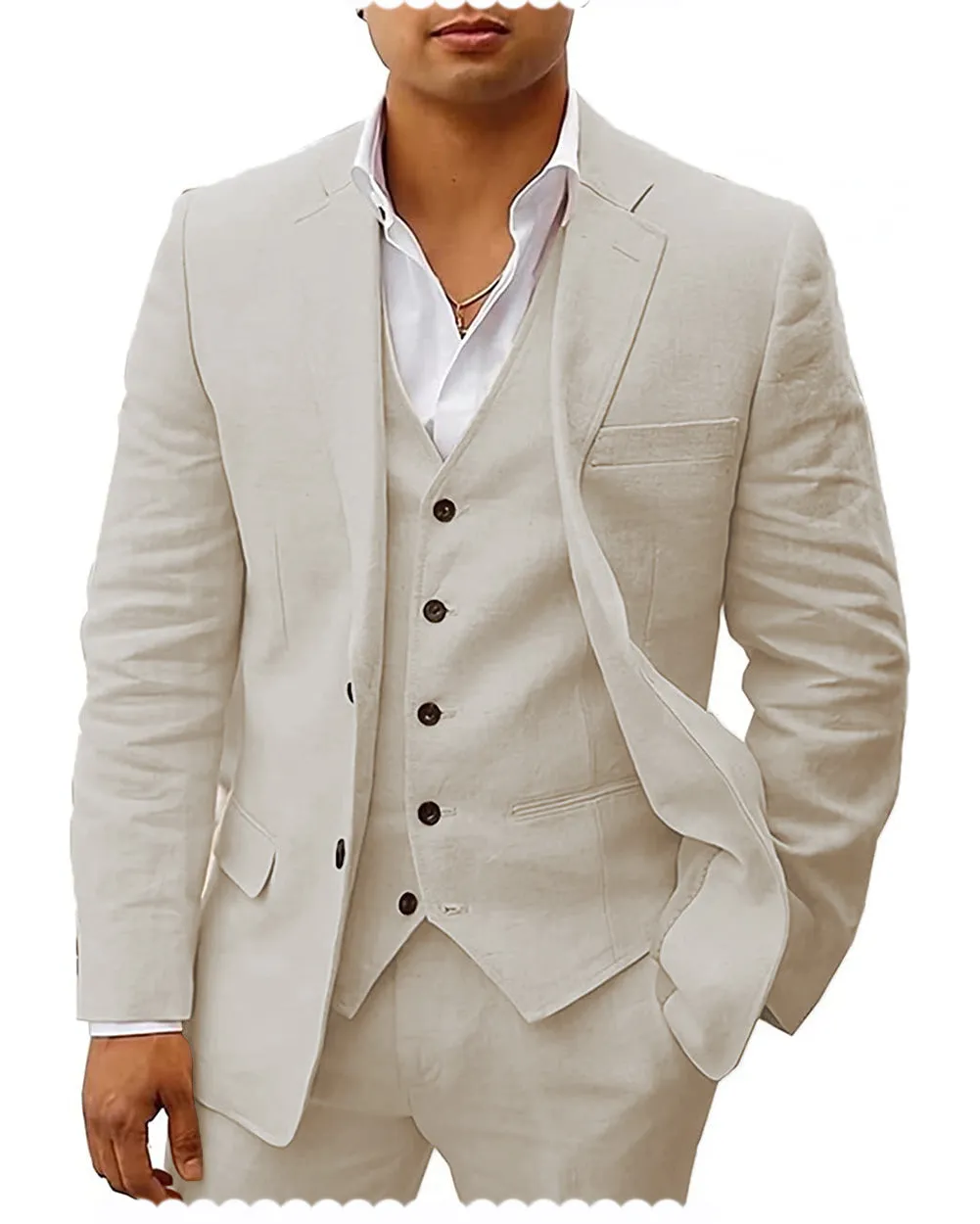 Casual Men's 3 Pieces Mens Suit Notch Lapel Tuxedos For Wedding (Blazer+vest+Pants) sold by Mens Event Wear product image thumbnail 2