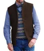 Casual Men's Slim Fit herringbone Stand Collar Waistcoat sold by Mens Event Wear