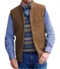 Casual Men's Slim Fit herringbone Stand Collar Waistcoat sold by Mens Event Wear