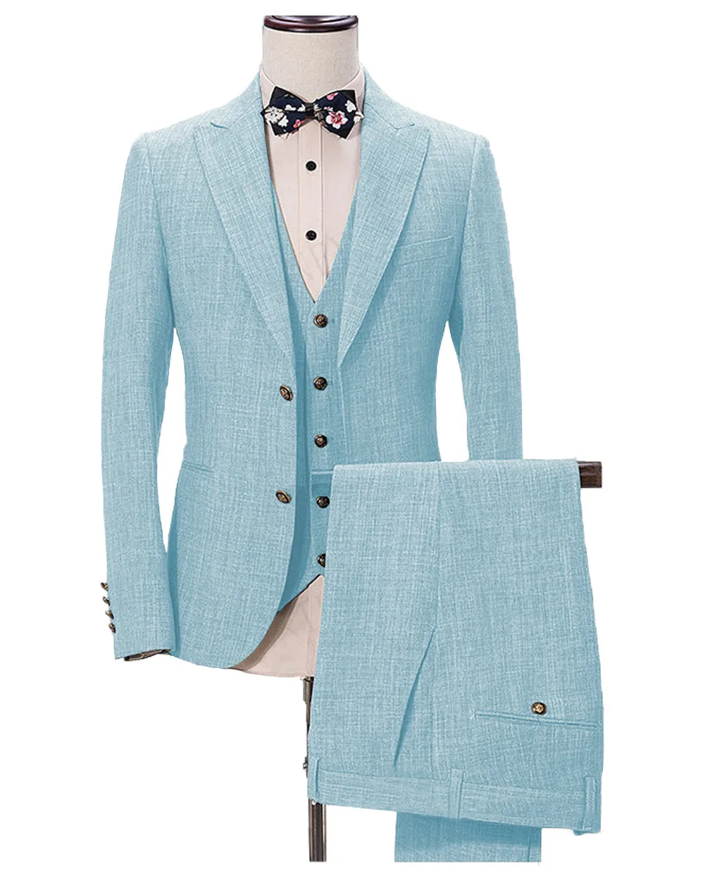 Menseventwear Casual Men's Three-Piece Peak Lapel Wedding Suit for Men (Blazer + Vest + Pants) sold by Mens Event Wear