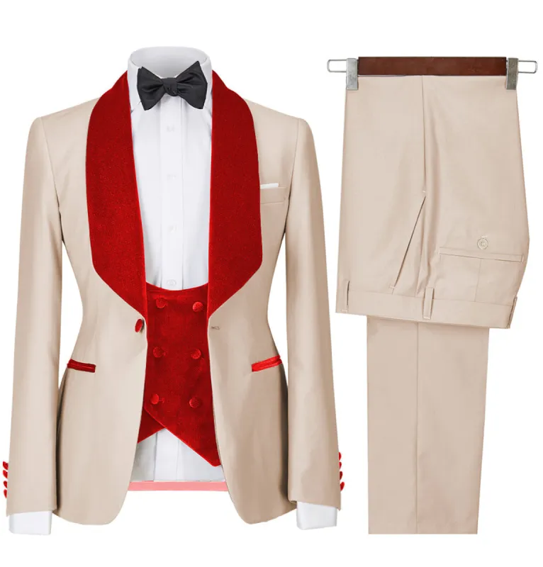 Menseventwear Fashion 3 Pieces Mens Suit Flat Shawl Lapel Tuxedos (Blazer+vest+Pants) sold by Mens Event Wear