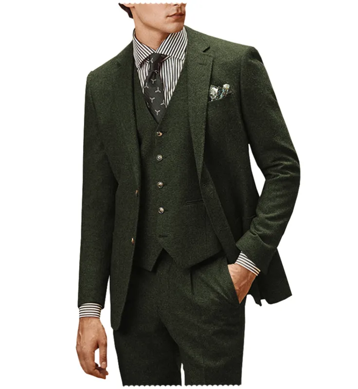 Men's Casual 3 Pieces Mens Suit Classic Tweed Notch Lapel Tuxedos (Blazer+vest+Pants) sold by Mens Event Wear