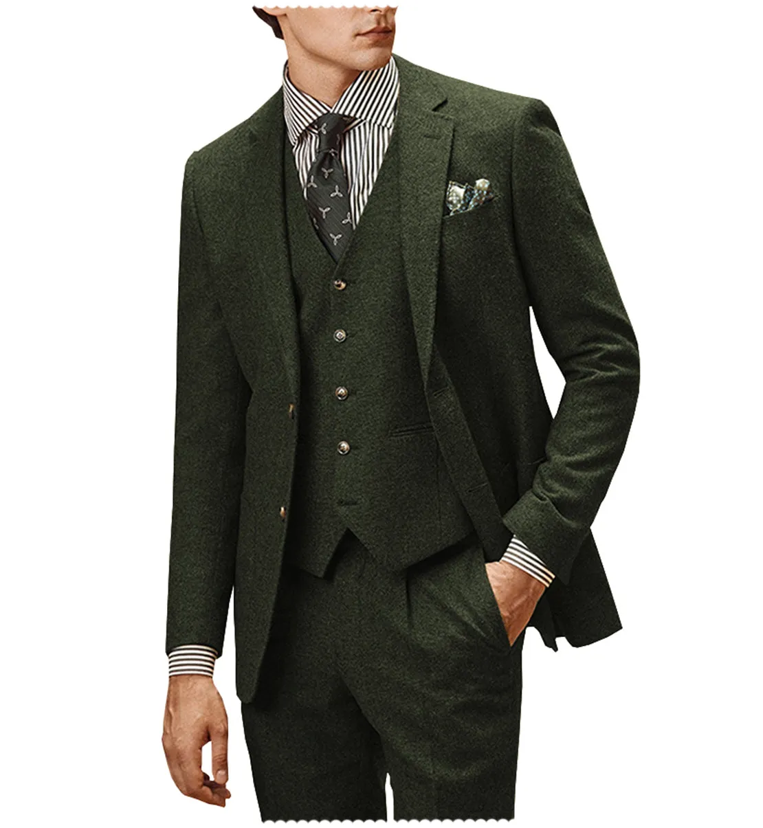 Menseventwear Men's Casual 3 Pieces Mens Suit Classic Tweed Notch Lapel Tuxedos (Blazer+vest+Pants) sold by Mens Event Wear