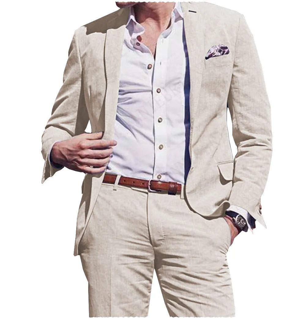 Formal 2 Pieces Mens Suit Flat Linen Notch Lapel Suit (Blazer + Pants) sold by Mens Event Wear product image thumbnail 5