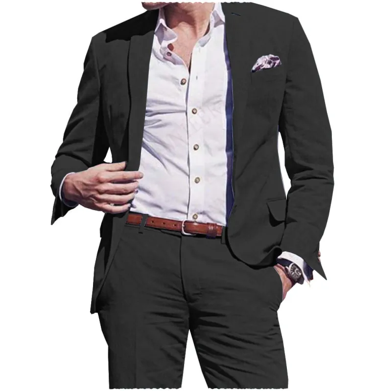 Formal 2 Pieces Mens Suit Flat Linen Notch Lapel Suit (Blazer + Pants) sold by Mens Event Wear