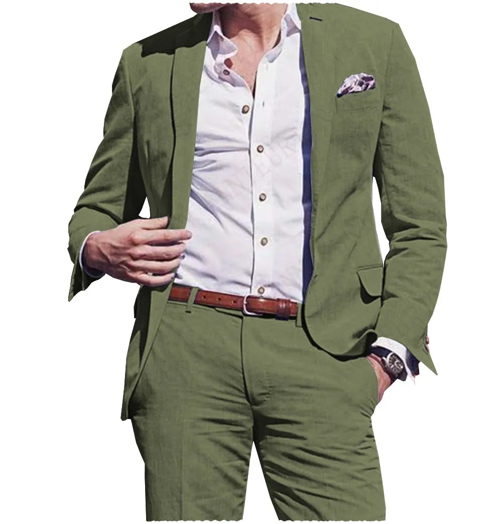 Formal 2 Pieces Mens Suit Flat Linen Notch Lapel Suit (Blazer + Pants) sold by Mens Event Wear product image thumbnail 2