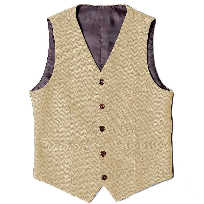 Menseventwear Casual Mens Classic Slim Fit Tweed Herringbone V Neck Waistcoat sold by Mens Event Wear product image thumbnail 5