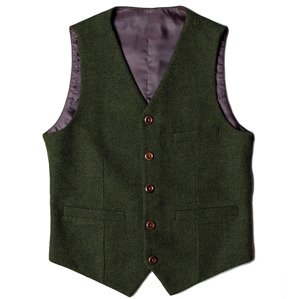 Menseventwear Casual Mens Classic Slim Fit Tweed Herringbone V Neck Waistcoat sold by Mens Event Wear