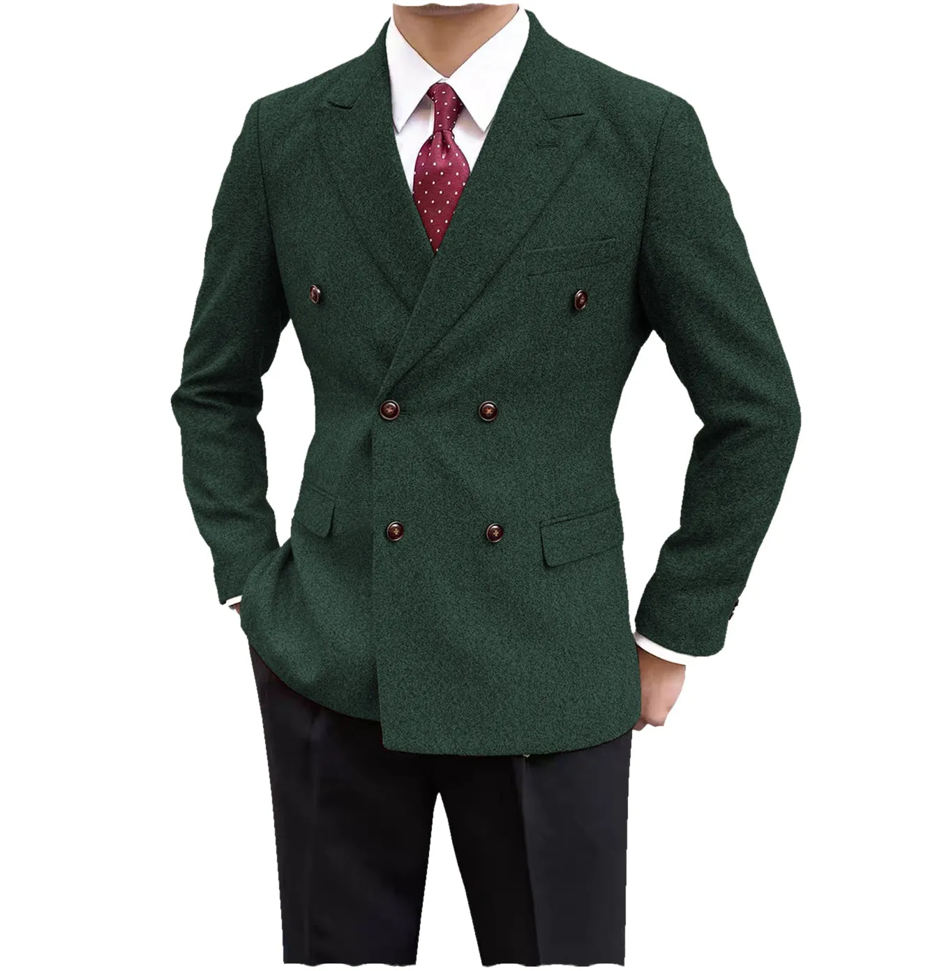 Menseventwear Formal Men's Tweed Peak Lapel Blazer sold by Mens Event Wear product image thumbnail 2