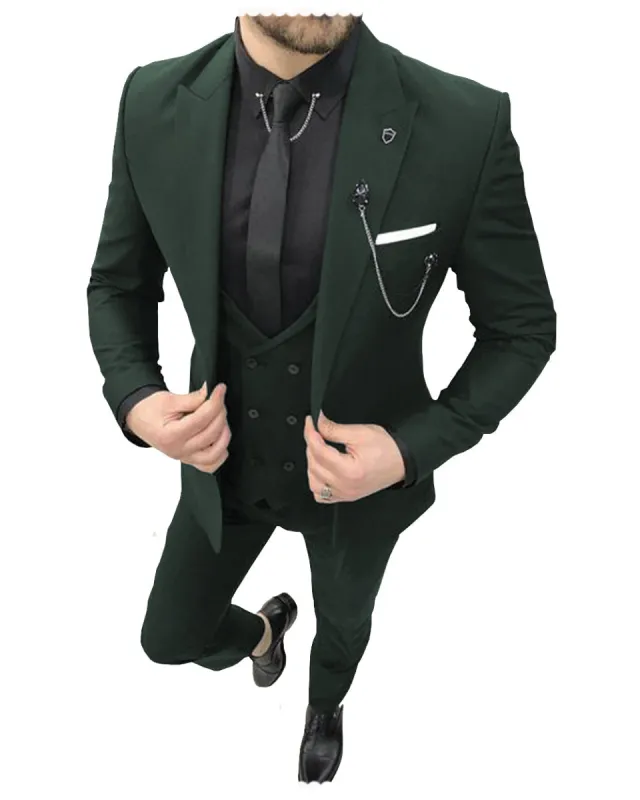 Formal Mens Suit 3 Pieces Peak Lapel Blazer For Wedding (Blazer+vest+Pants) sold by Mens Event Wear