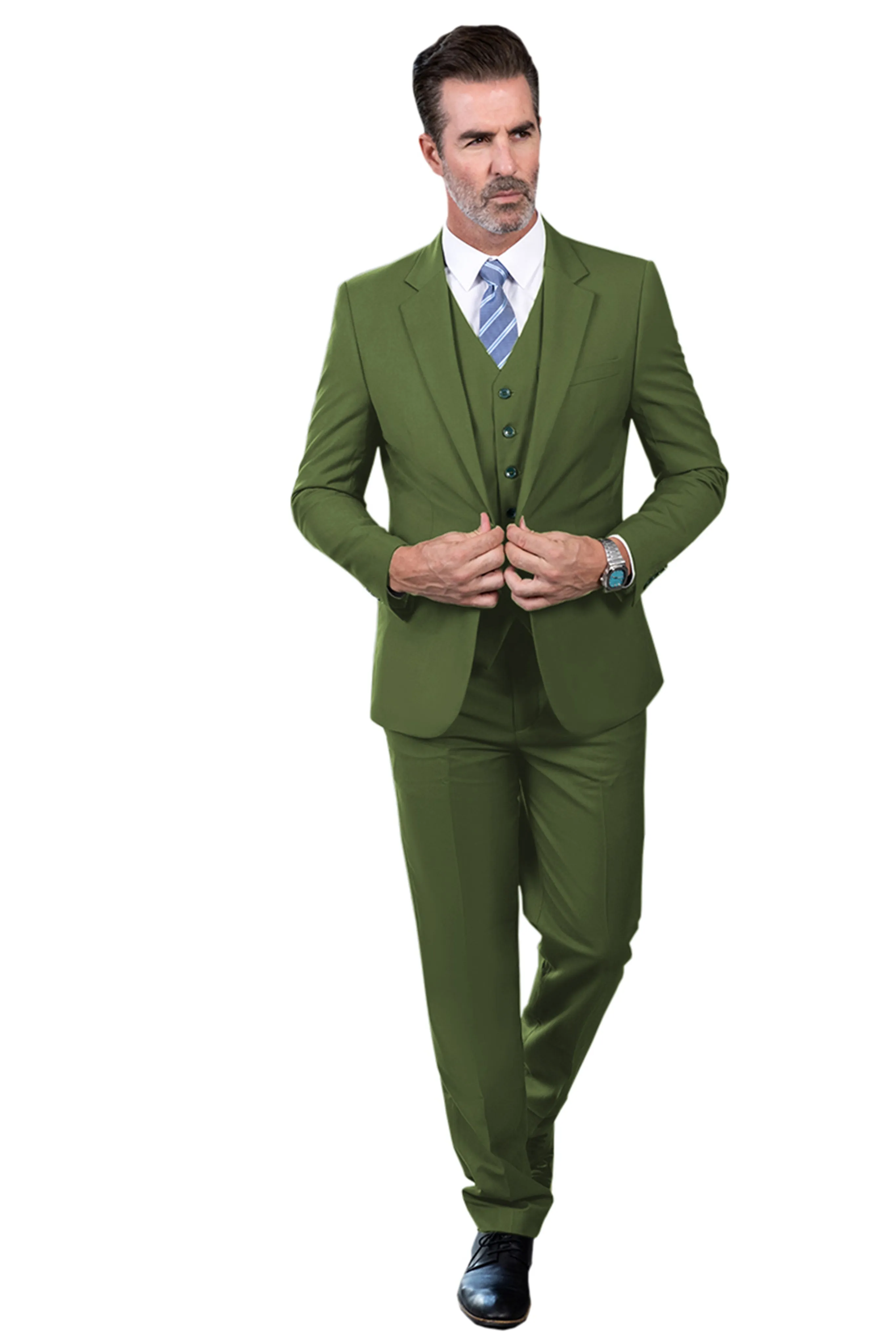 Fashion 3 Pieces Mens Suit Flat Notch Lapel Tuxedos (Blazer+vest+Pants) sold by Mens Event Wear