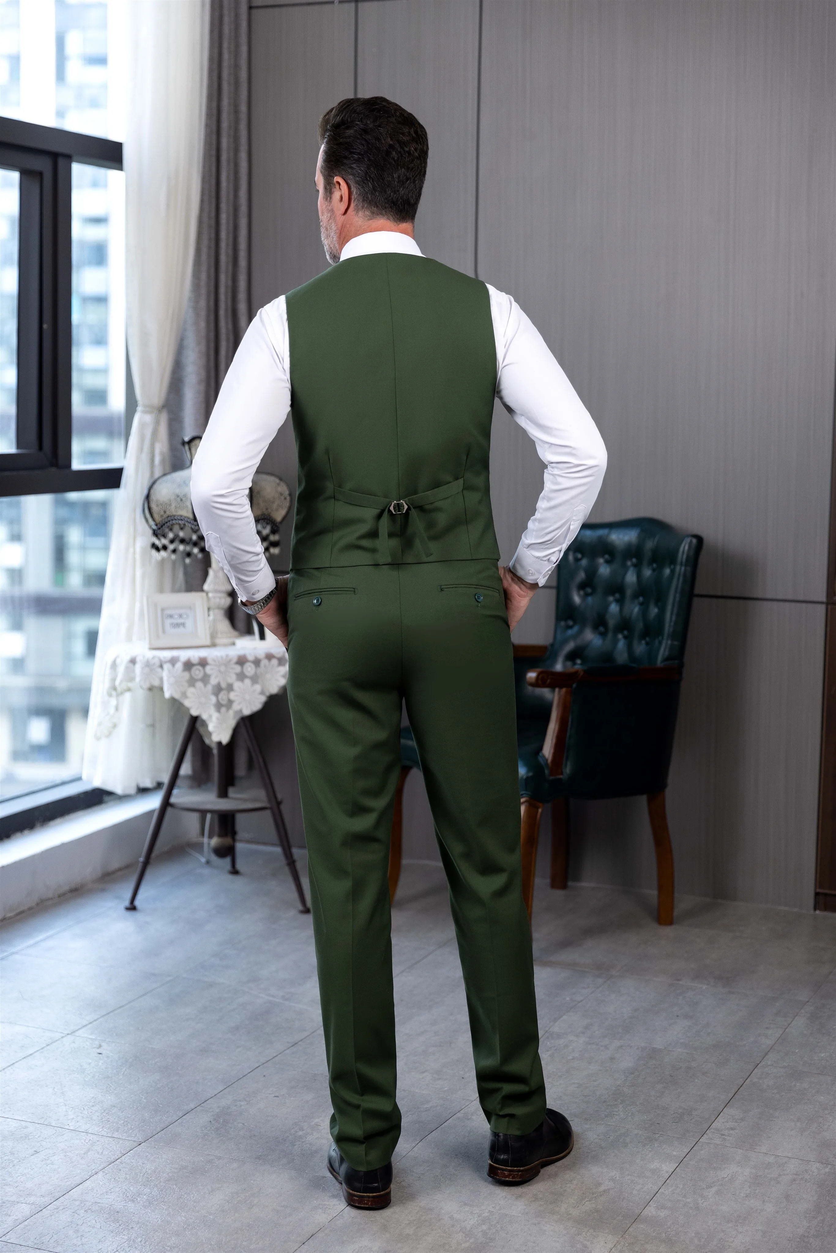 Fashion 3 Pieces Mens Suit Flat Notch Lapel Tuxedos (Blazer+vest+Pants) sold by Mens Event Wear product image thumbnail 5