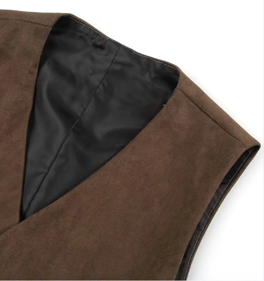 Menseventwear Casual Men's Slim Fit Suede Double Breasted V Neck Waistcoat sold by Mens Event Wear product image thumbnail 2