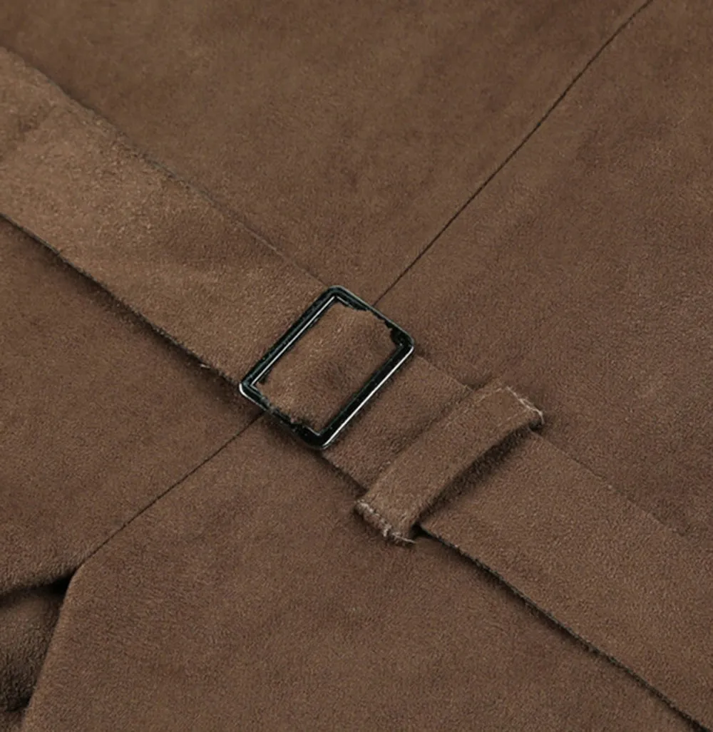 Menseventwear Casual Men's Slim Fit Suede Double Breasted V Neck Waistcoat sold by Mens Event Wear product image thumbnail 4