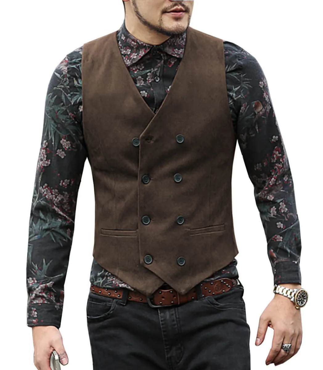 Mens Formal Vest COOFANDY Slim Fit Double-Breasted Vest For Men