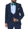 Casual Men's 3 Piece Men's Suit Solid Color Flat Peak Lapel Tuxedo (Blazer + Vest + Pants) sold by Mens Event Wear