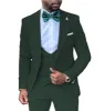 Casual Men's 3 Piece Men's Suit Solid Color Flat Peak Lapel Tuxedo (Blazer + Vest + Pants) sold by Mens Event Wear