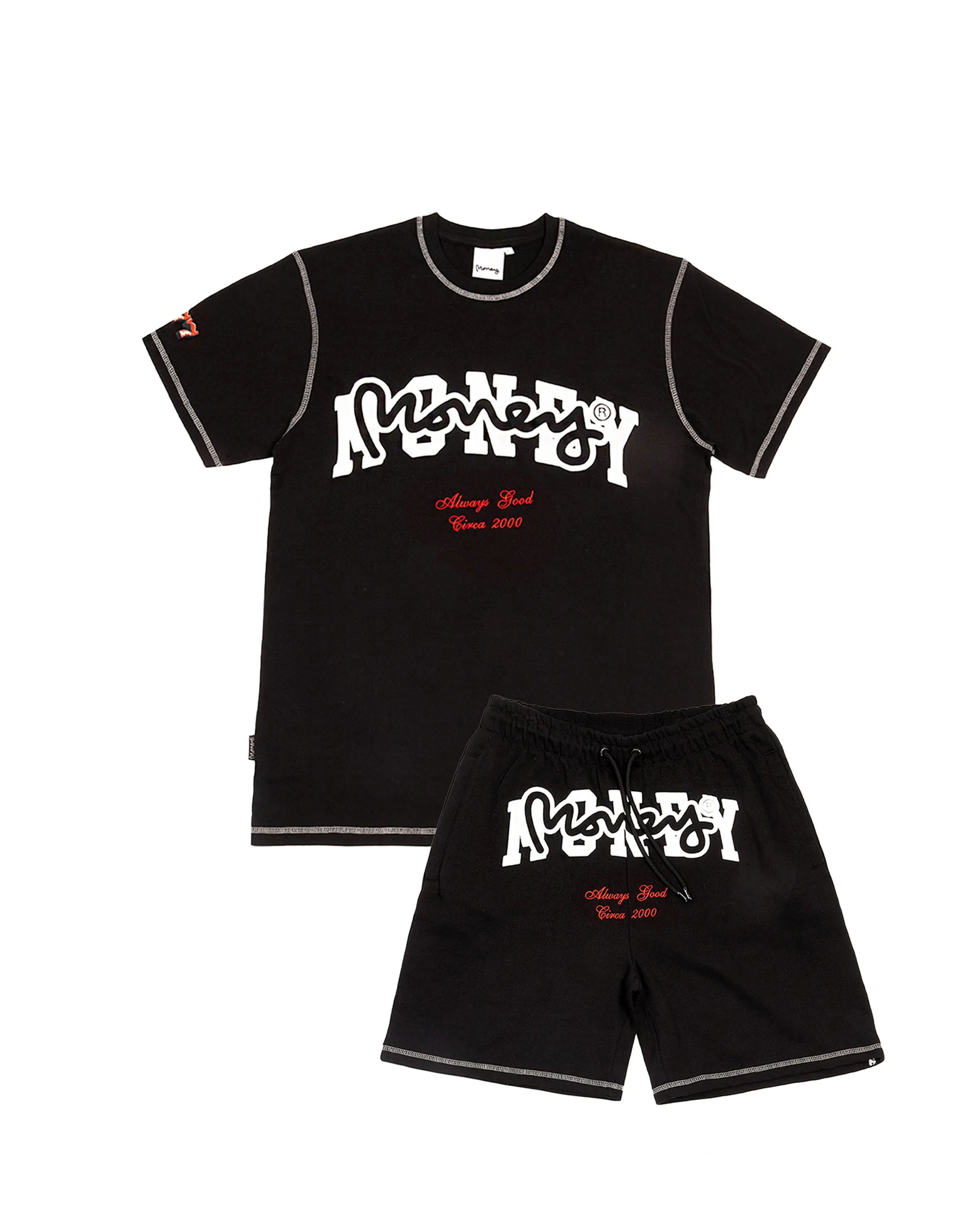 COLLEGE DROP SIG TEE & SHORT TWIN SET - BLACK sold by Money Clothing