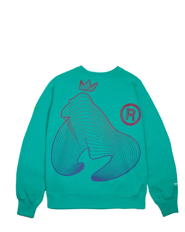 Flow Wave Fade Crew Sweat Teal sold by Money Clothing