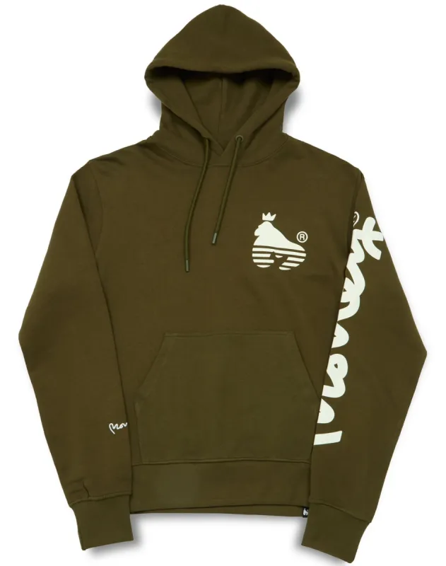 Sig Line Fleece Hood Olive sold by Money Clothing