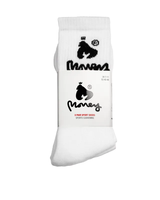 Sig Ape Sport Socks 3pk White sold by Money Clothing