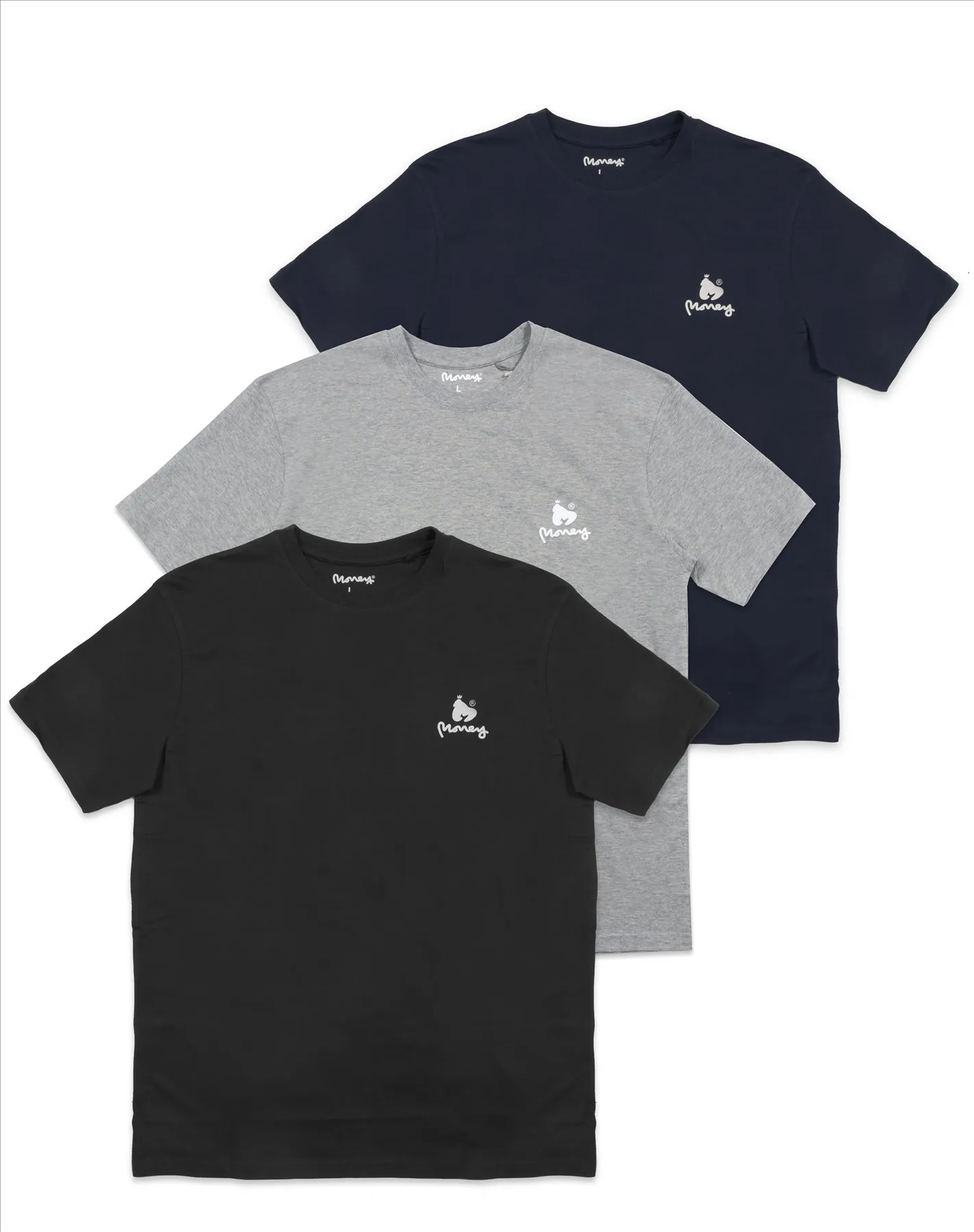 Money Lounger Mix Tee 3pk Grey/Blue/Black sold by Money Clothing