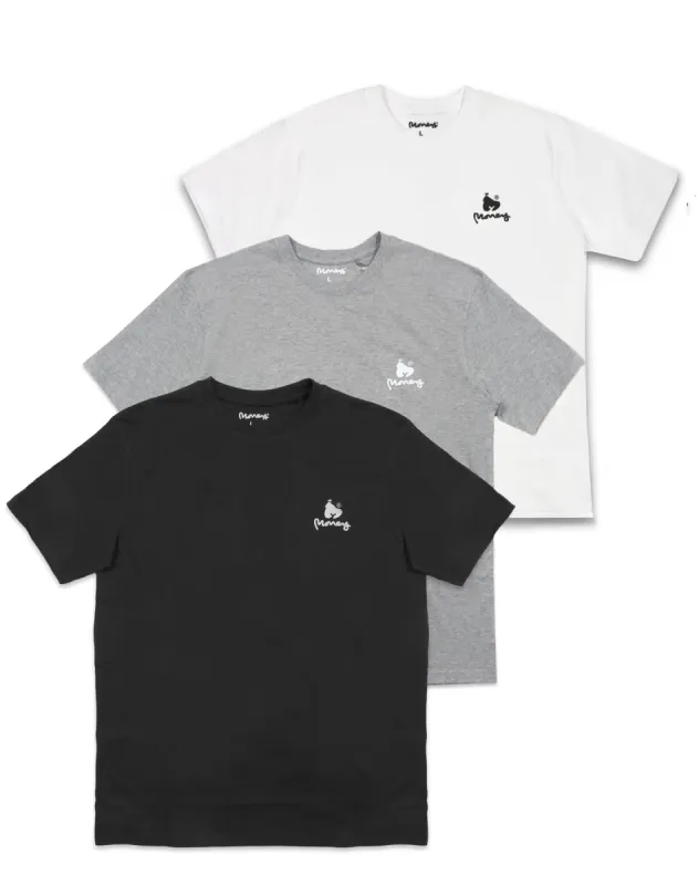 Money Lounger Mix Tee 3pk Black/White/Grey Melange sold by Money Clothing