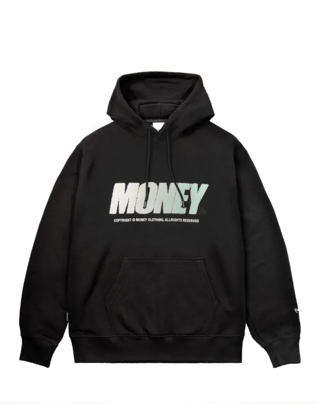 Chenille Block Fader Hood Black sold by Money Clothing
