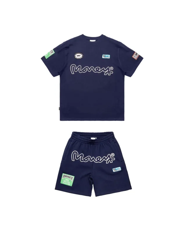 Money Patch Tee Short Set Navy sold by Money Clothing