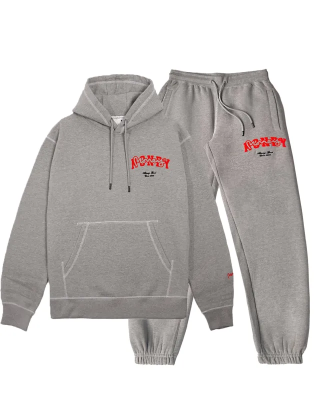 College Drop Sig Hood Tracksuit Grey Melange sold by Money Clothing