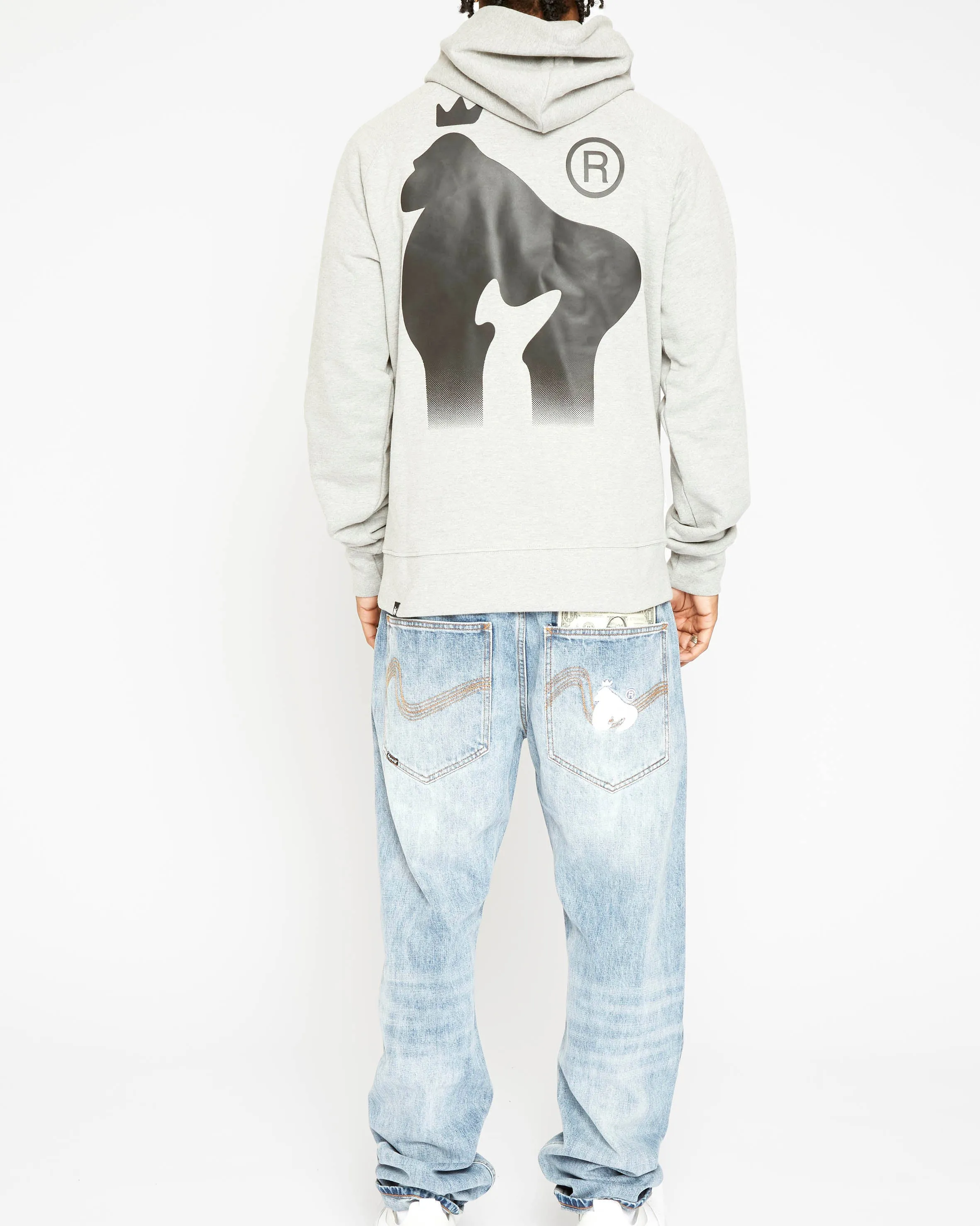 Drip Fade Hood Grey Melange sold by Money Clothing product image thumbnail 5