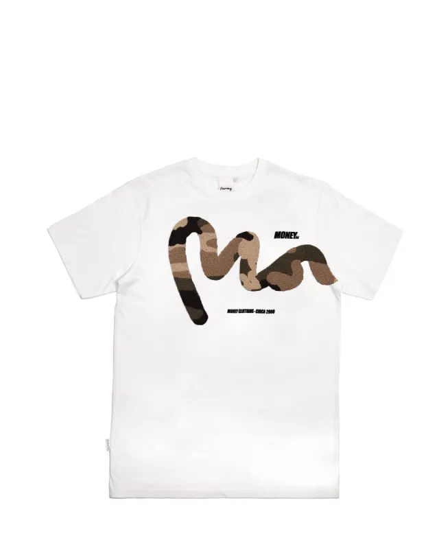 Chenille Big Sig Camo Tee White sold by Money Clothing