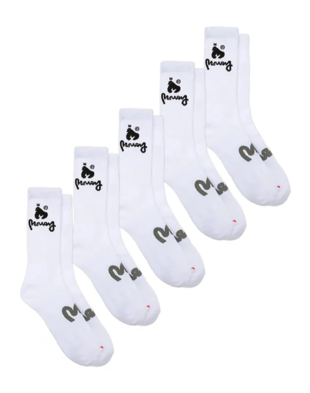 MONEY COMBO SOCKS 5 PAIRS - WHITE sold by Money Clothing