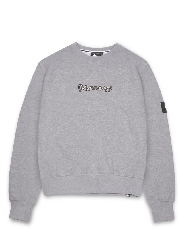 Real Cash Crew Grey Melange sold by Money Clothing
