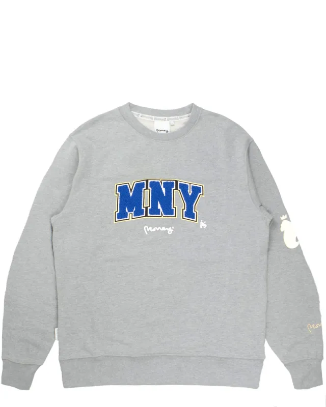 MNY Crew Sweat Grey Melange sold by Money Clothing