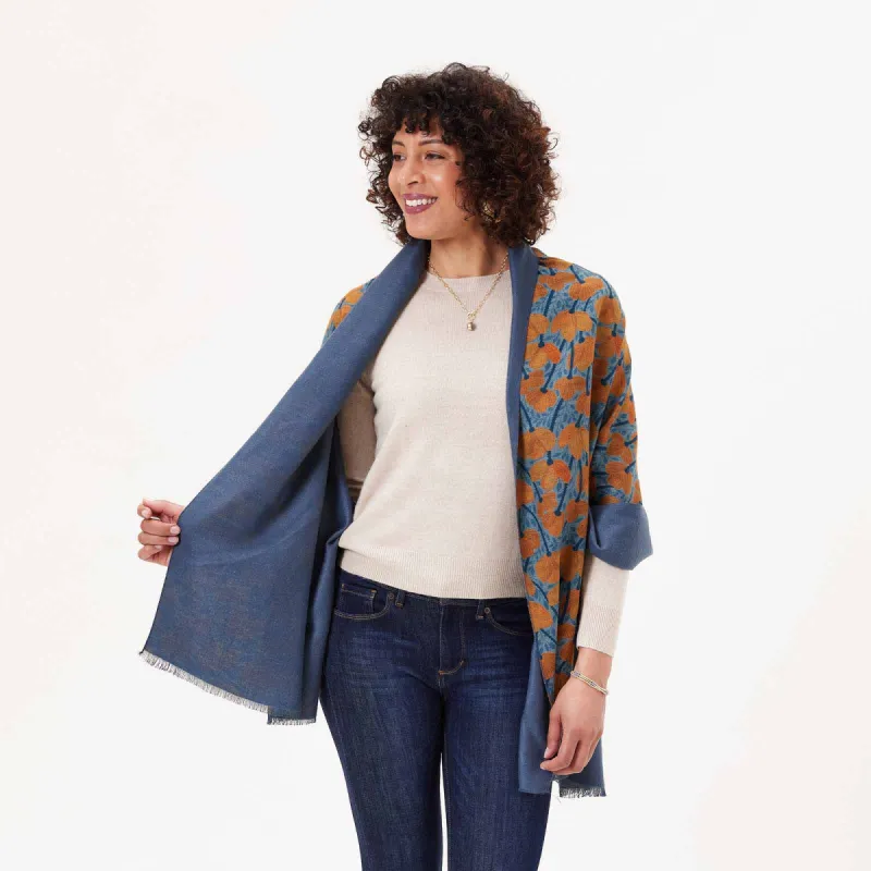 Modern Poppy Gold Reversible Wrap sold by rockflowerpaper