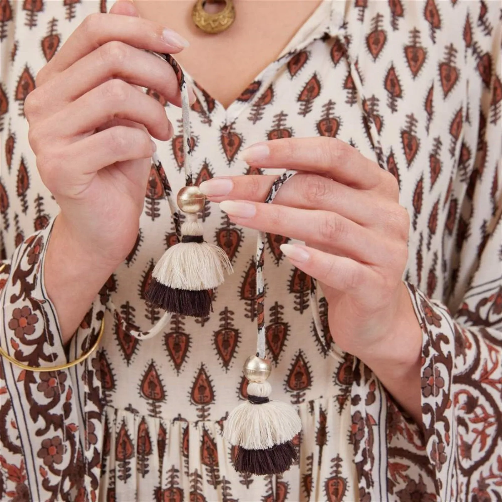 Julia Ecru and Black Bohemian Tiered Dress sold by rockflowerpaper product image thumbnail 4