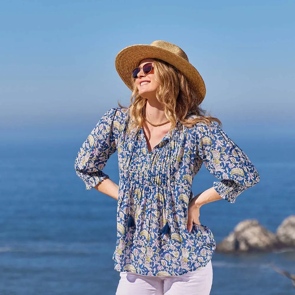 Ophelia Blue Cotton Pintuck Top sold by rockflowerpaper product image thumbnail 3