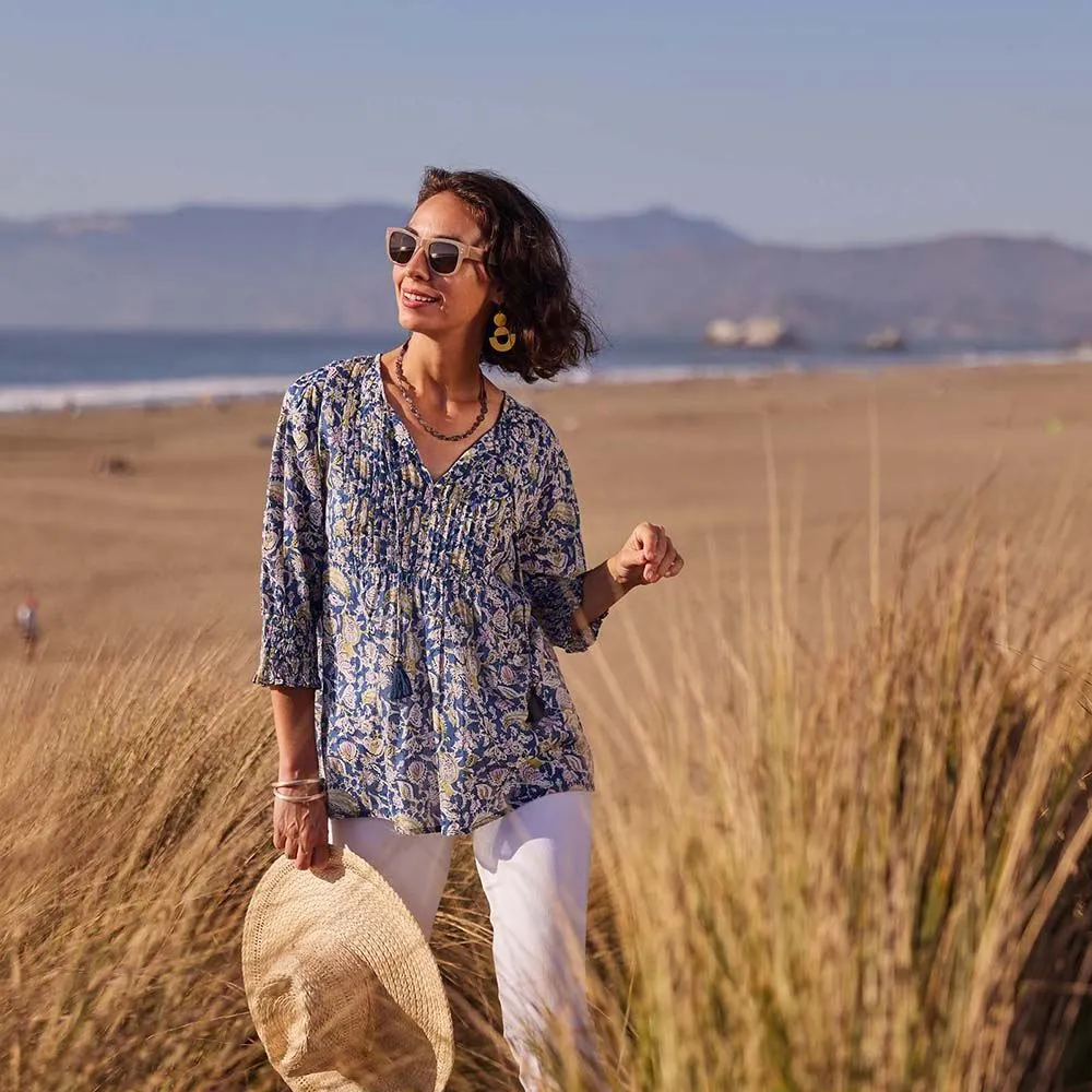 Ophelia Blue Cotton Pintuck Top sold by rockflowerpaper product image thumbnail 2