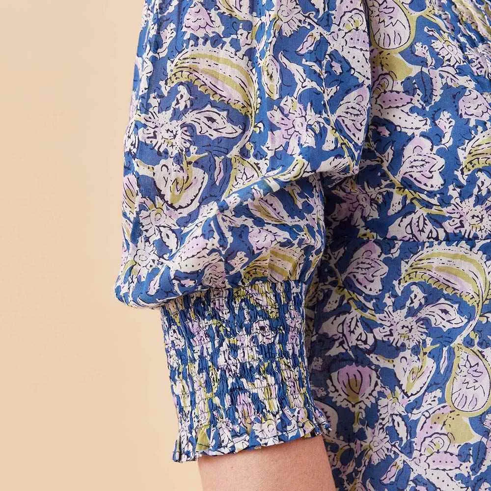 Ophelia Blue Cotton Pintuck Top sold by rockflowerpaper product image thumbnail 5