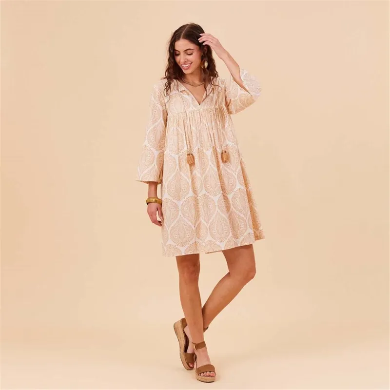 Zaharra Gold Cotton Tunic Dress sold by rockflowerpaper