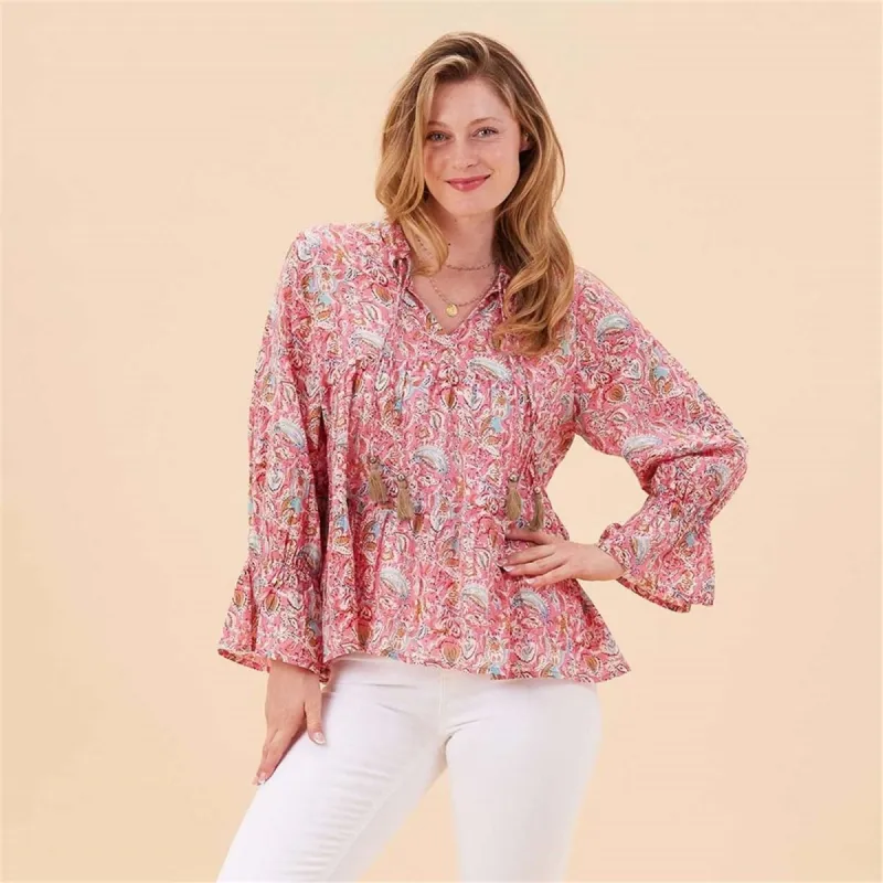 Kiara Pink Cotton Blouse sold by rockflowerpaper