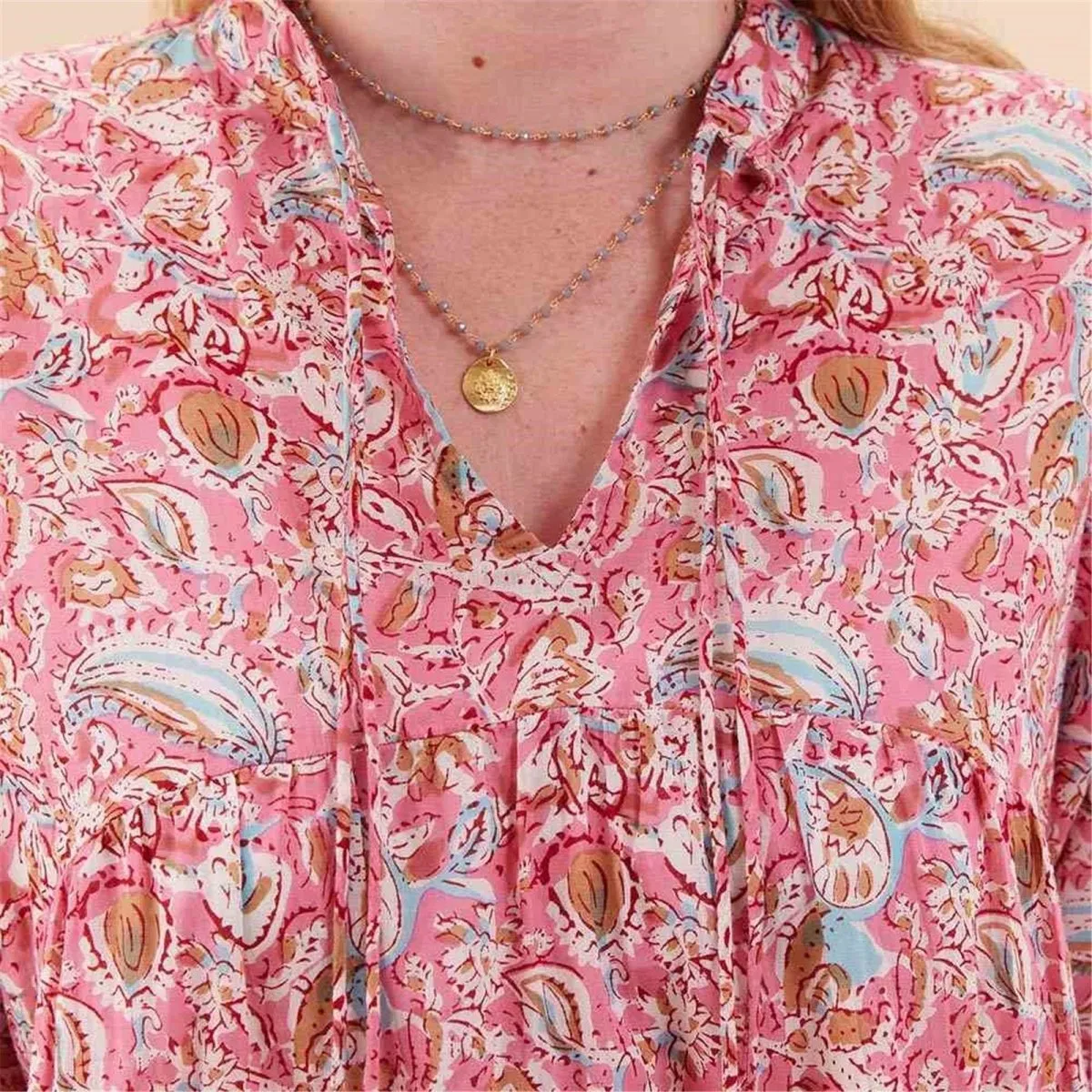 Kiara Pink Cotton Blouse sold by rockflowerpaper product image thumbnail 5