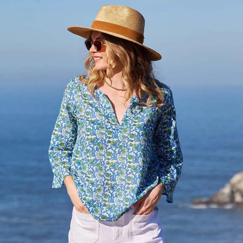 Isabelle Blue Cotton Kurta Tunic sold by rockflowerpaper