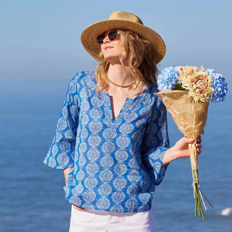 Harper Navy Blue Cotton Kurta Tunic sold by rockflowerpaper