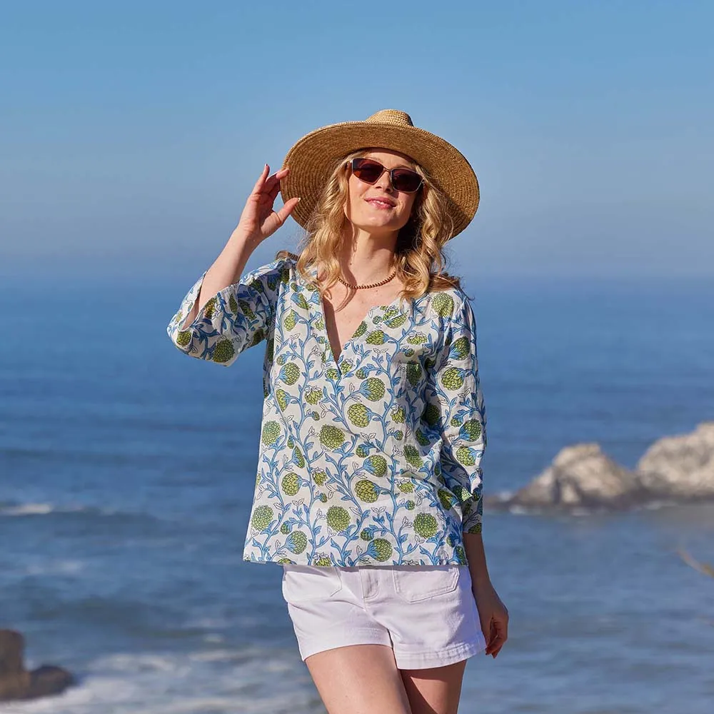 Ainsley Blue Green Cotton Kurta Tunic sold by rockflowerpaper